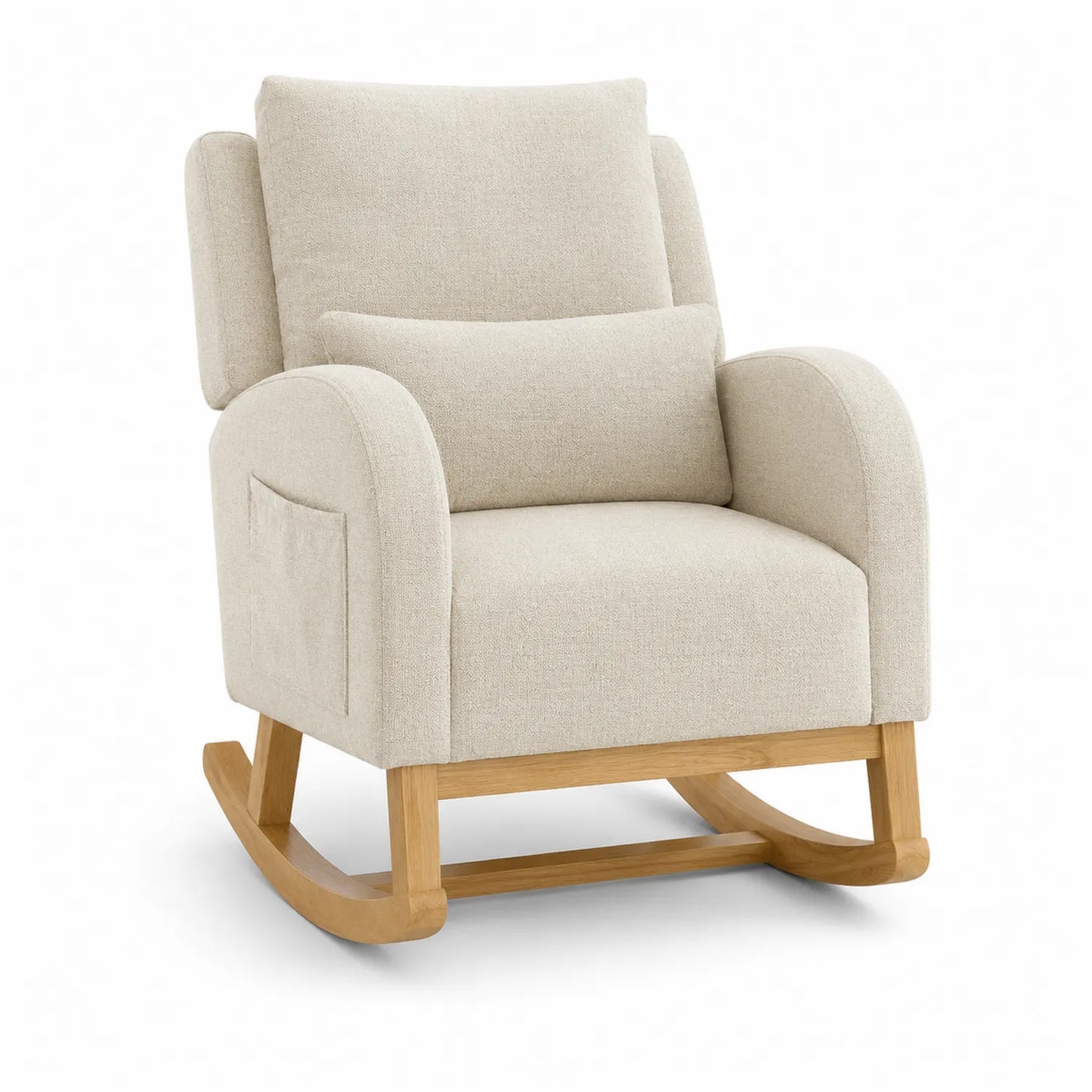 Sedia a dondolo in tessuto con struttura in legno 75x80x95 cm
