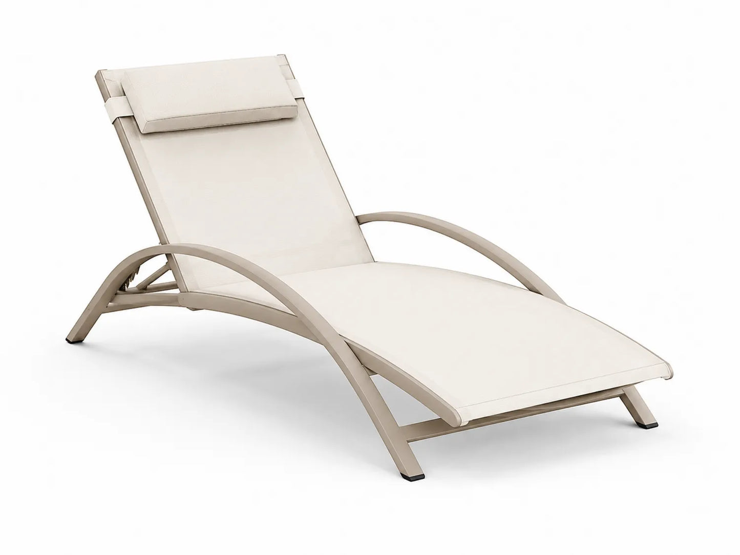 Lettino Prendisole in Alluminio Beige 195x68x32 cm