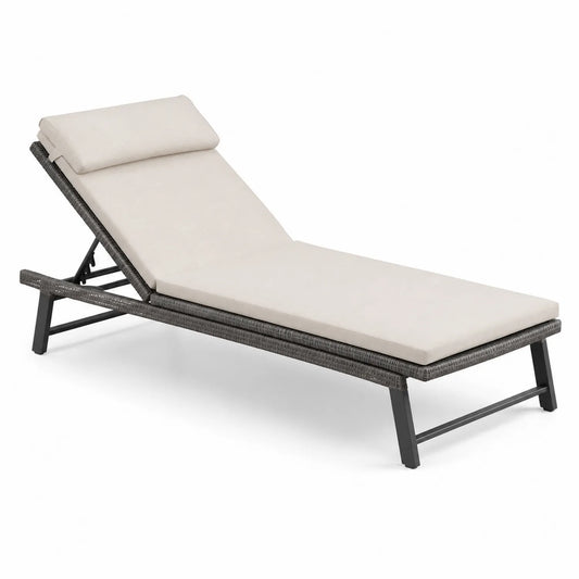Chaise longue da esterno in rattan e alluminio regolabile Beige