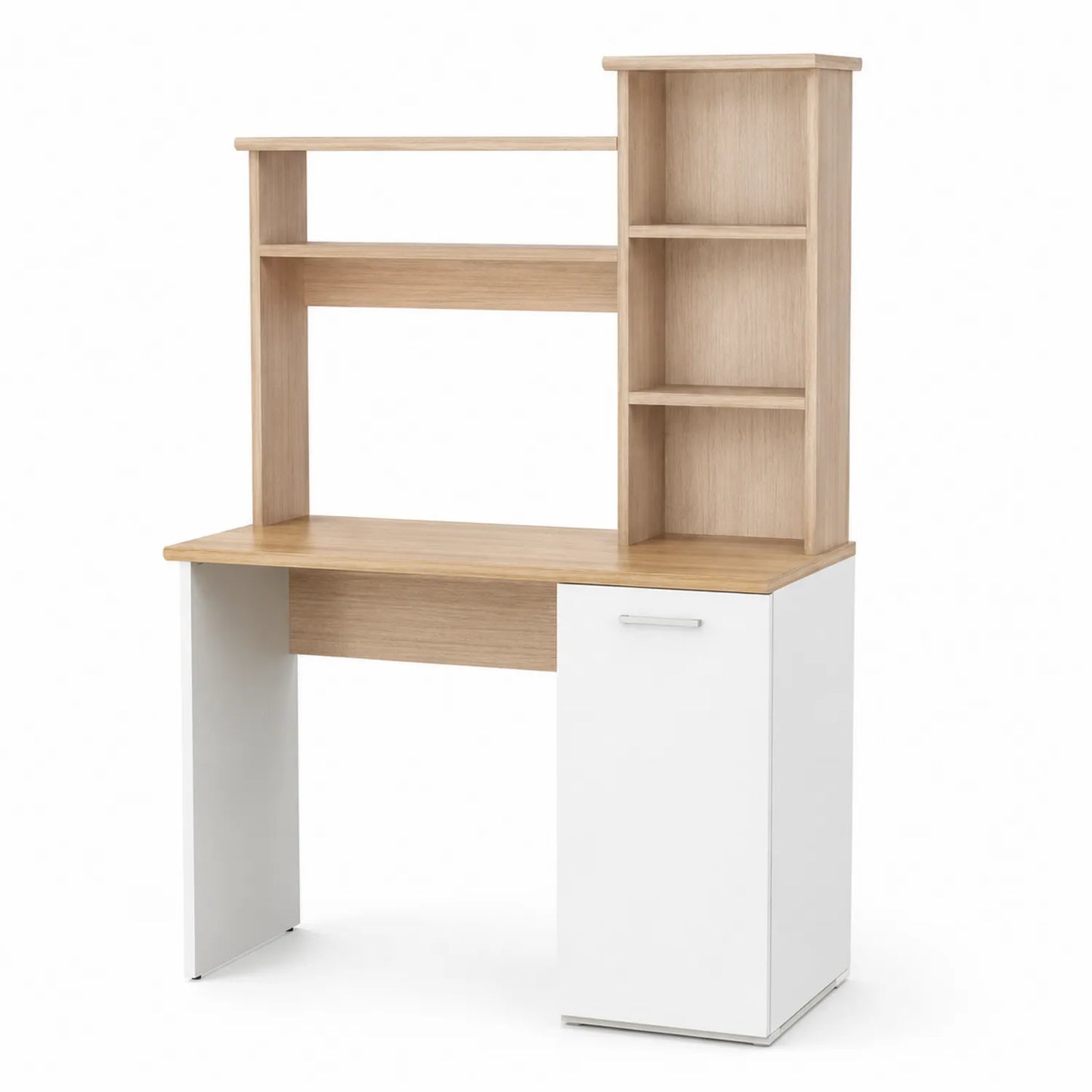 Scrivania con Ripiani in Legno MDF e Anta Bianca