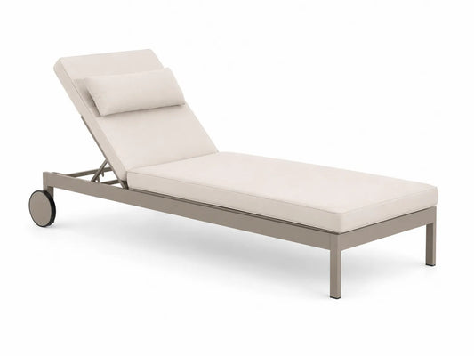 Lettino prendisole in alluminio con cuscini in poliestere beige