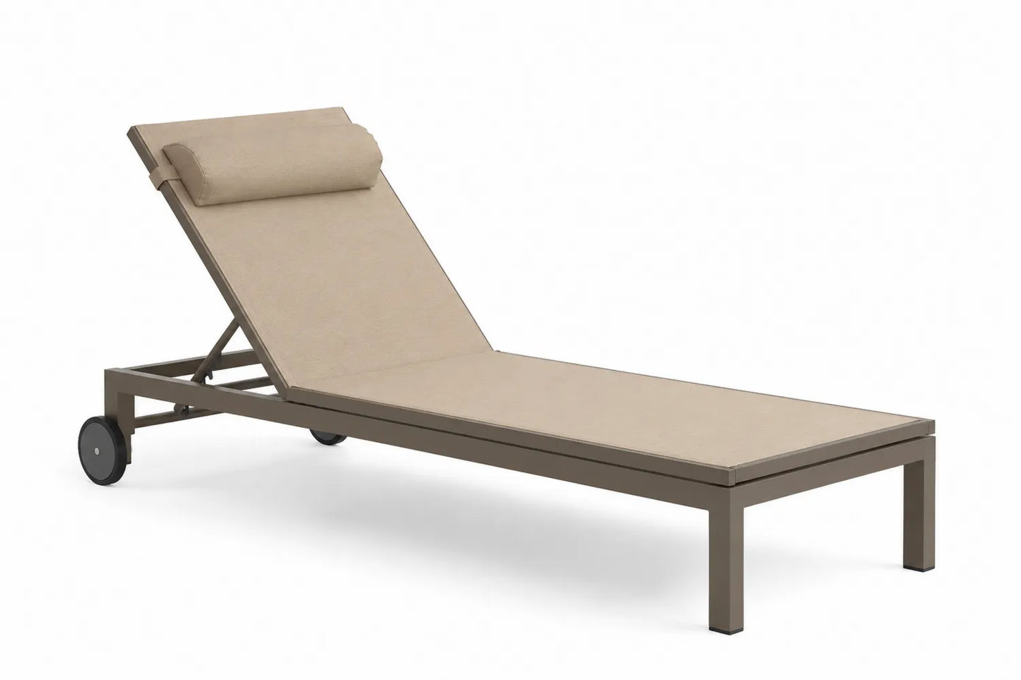 Sdraio da Esterno in Alluminio con Rivestimento in Poliestere Beige