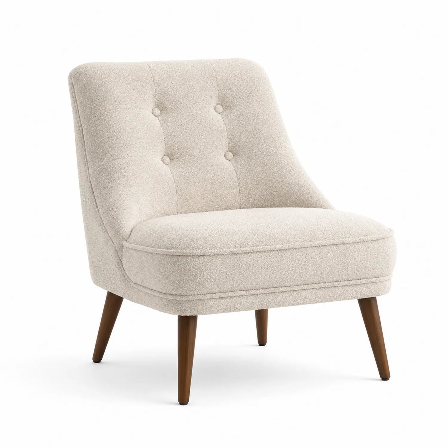 Poltrona in Tessuto Beige con Gambe in Legno 75x65x80 cm