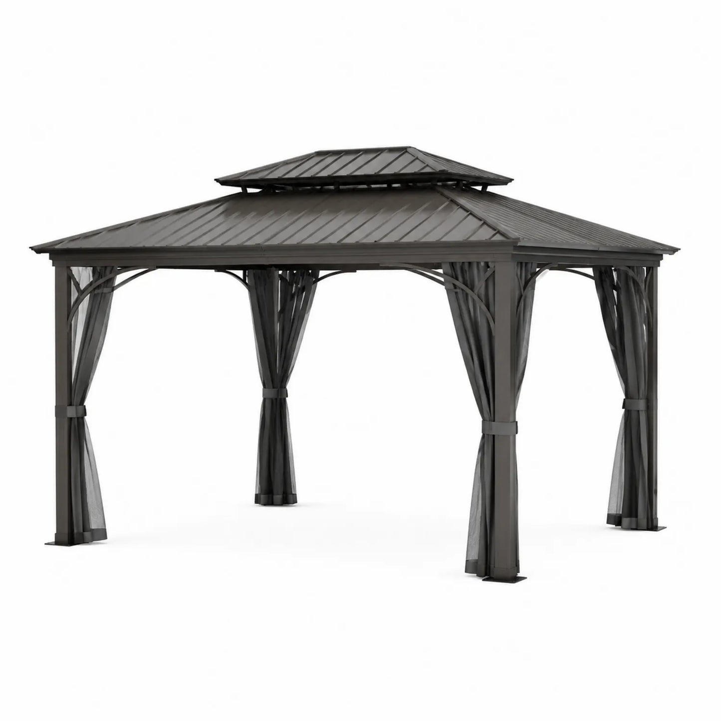 Gazebo in Alluminio con Tetto in Acciaio e Zanzariere